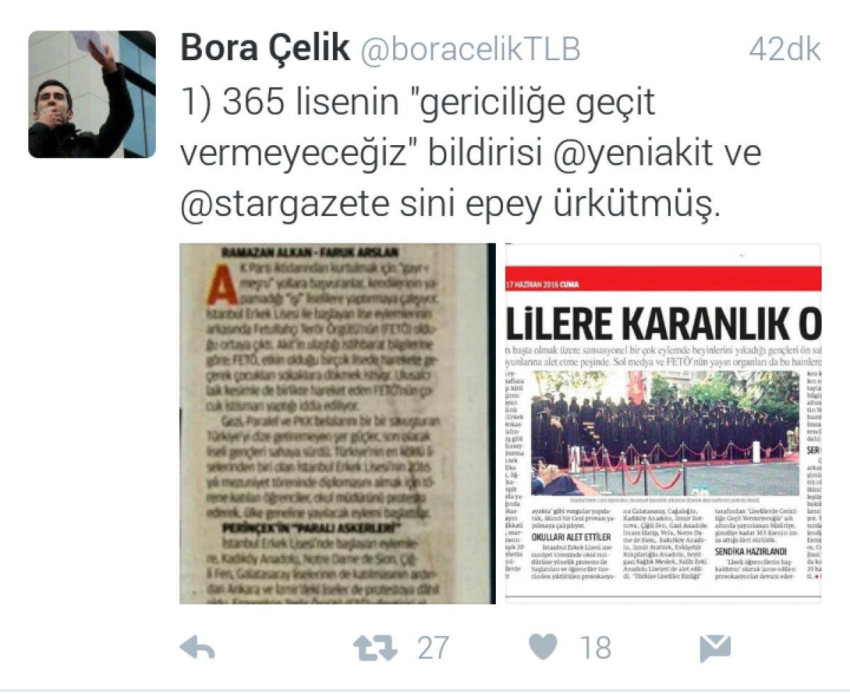 Liselerden Ürken Gazetelere Bora Çelik'ten Yanıt!